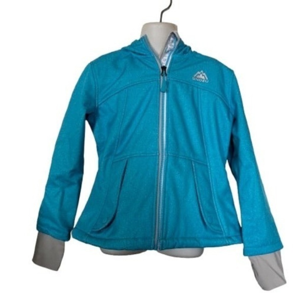Snozu Girls Soft Shell Jacket Size XS 5/6 Blue Hooded Coat